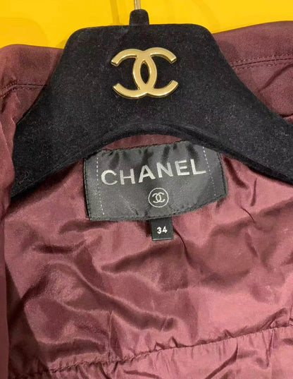 Chanel 21k burgundy bomber jacket size 34