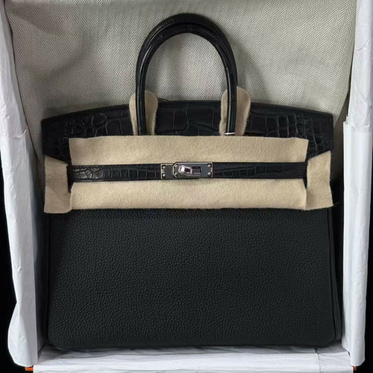 Hermès Birkin 25 Touch Noir Togo & Matte Alligator with Palladium Hardware