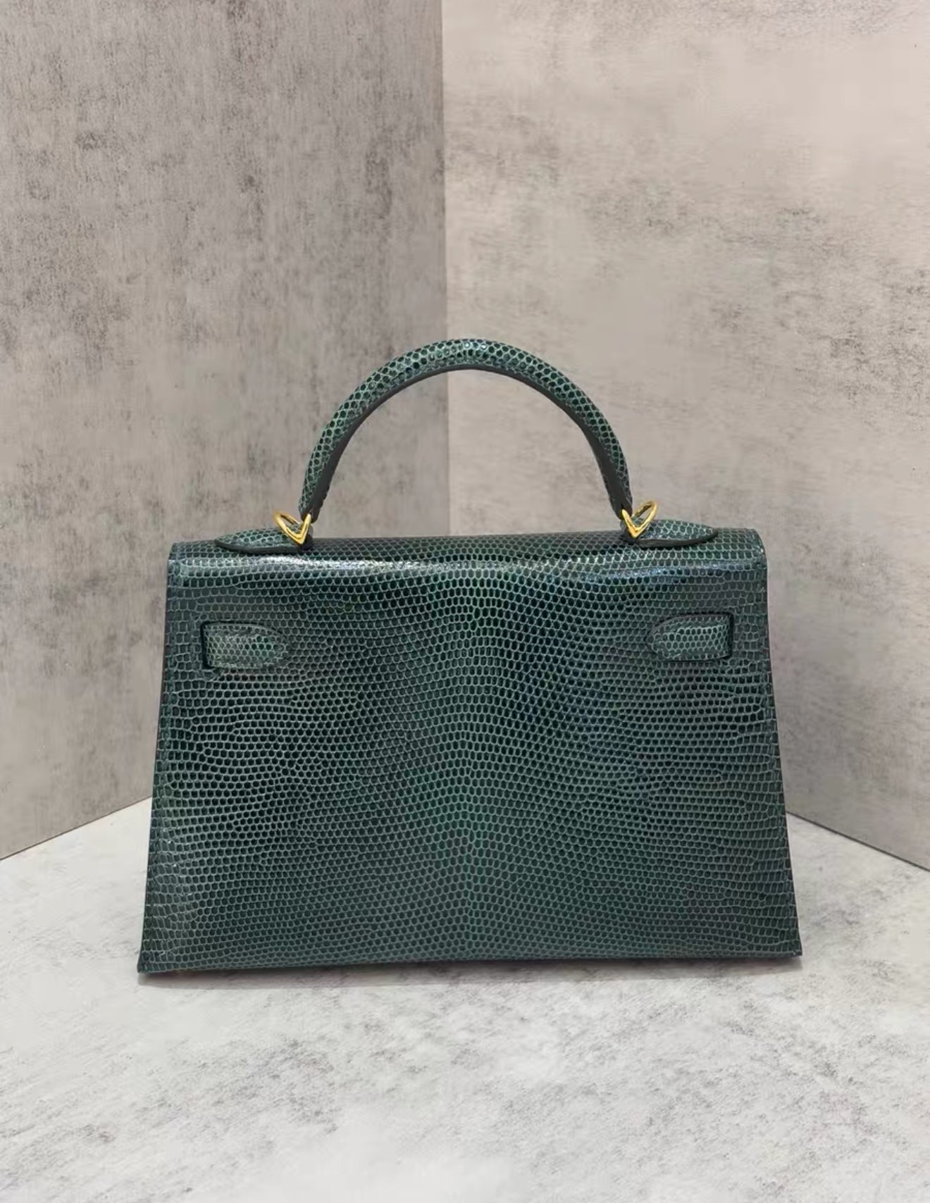 Hermes mini Kelly Vert Cypress Lizard leather Gold Hardware