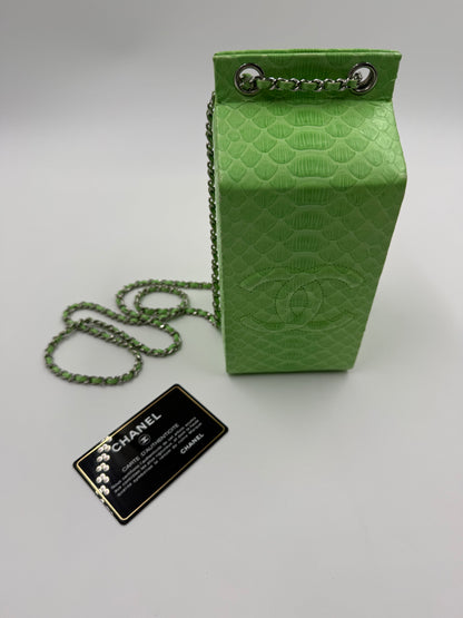 Chanel Green Python “Lait de Coco” Milk Carton Minaudière – Fall/Winter 2014 Supermarket Collection