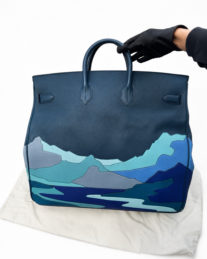 Limited edition Hermes HAC 50 Endless Road Bleu de Prusse Togo/Swift/TC leather palladium hardware (As seen on Erling Haaland ⚽️)