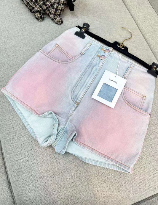 Chanel 24C ombre denim shorts size 36 brand new with tags