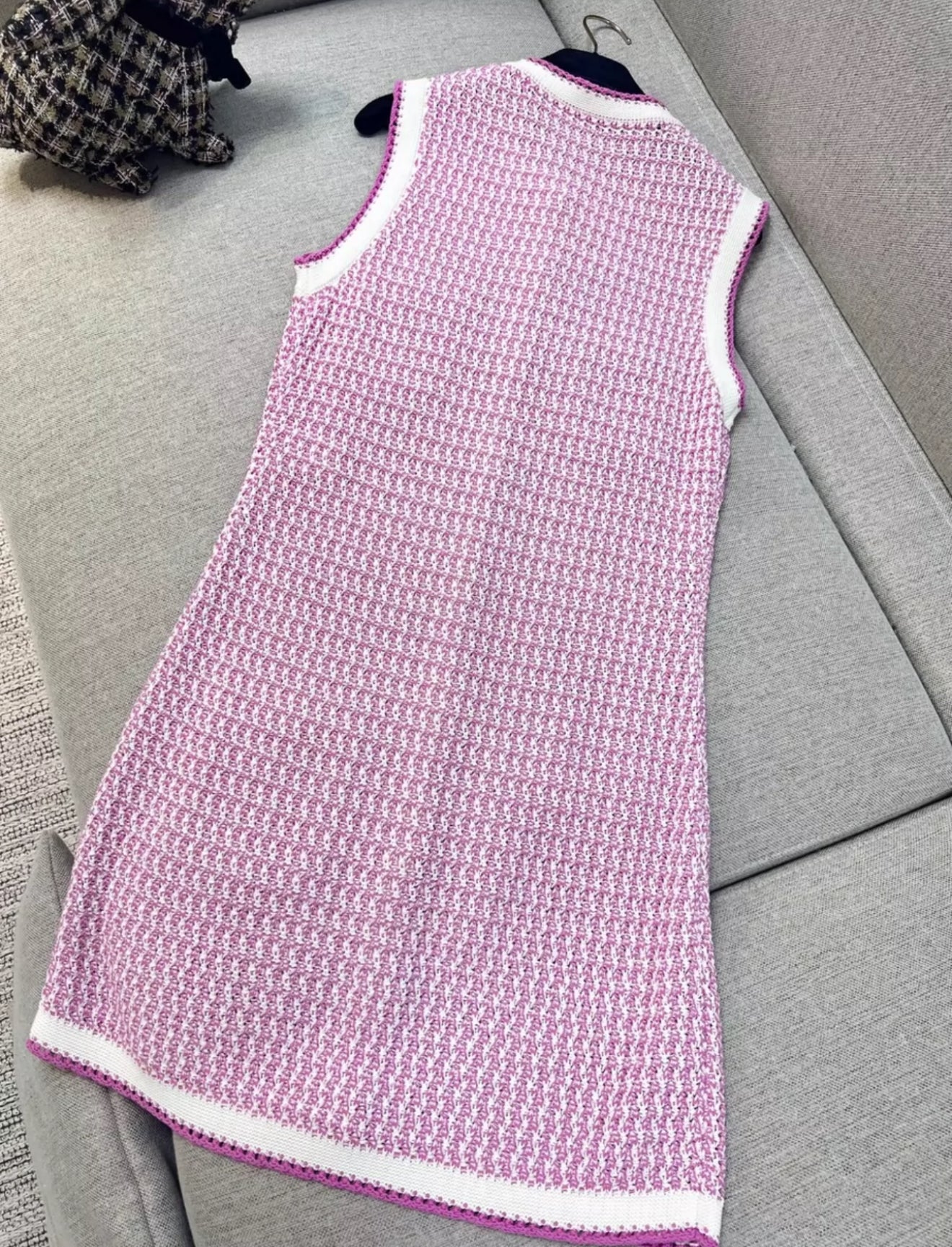 Chanel 22p pink cotton knitted dress