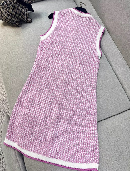 Chanel 22p pink cotton knitted dress