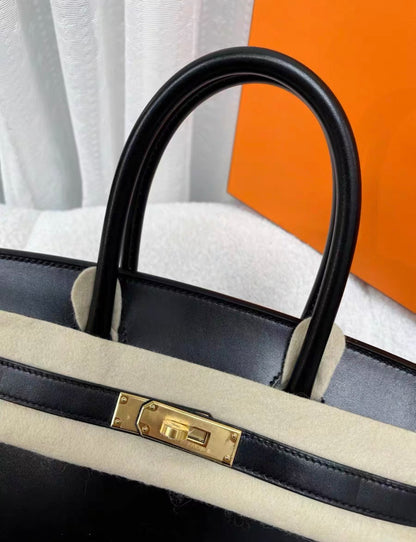 Hermès Birkin 30 Black in Sellier Box Leather with Gold Hardware Bag