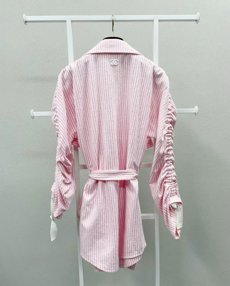 Chanel 19C striped pink and white jacket
