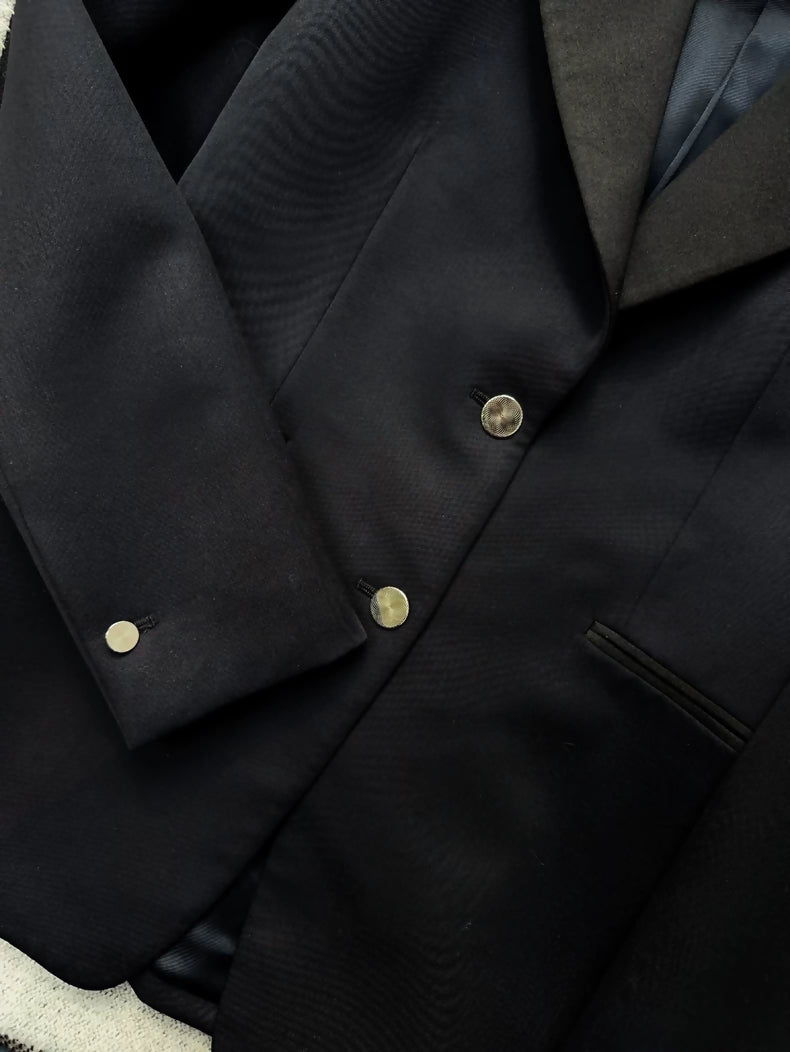 Hermes navy blue wool blazer