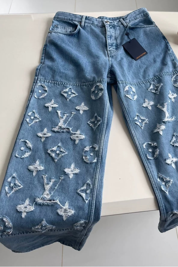 Rare LV Louis Vuitton denim logo pants