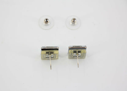 Chanel Vintage 05A Acrylic Mirror Square Semi-Transparent Earrings