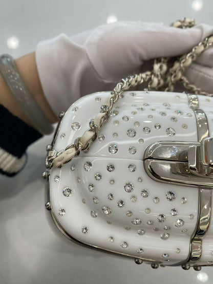 Chanel 2019 White Gondola Minaudière Evening in the Mountain Clutch Bag
