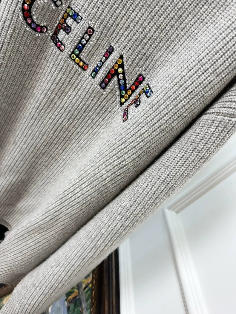 Celine grey long-sleeved knit sweater