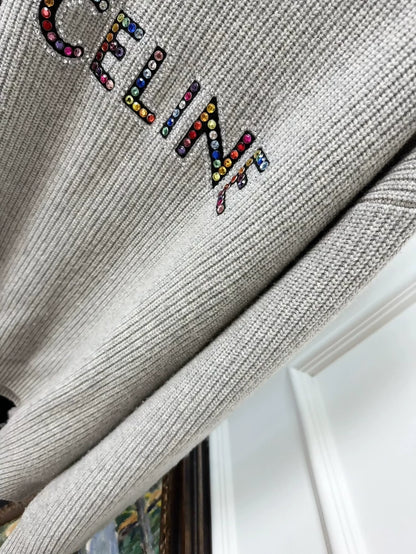 Celine grey long-sleeved knit sweater