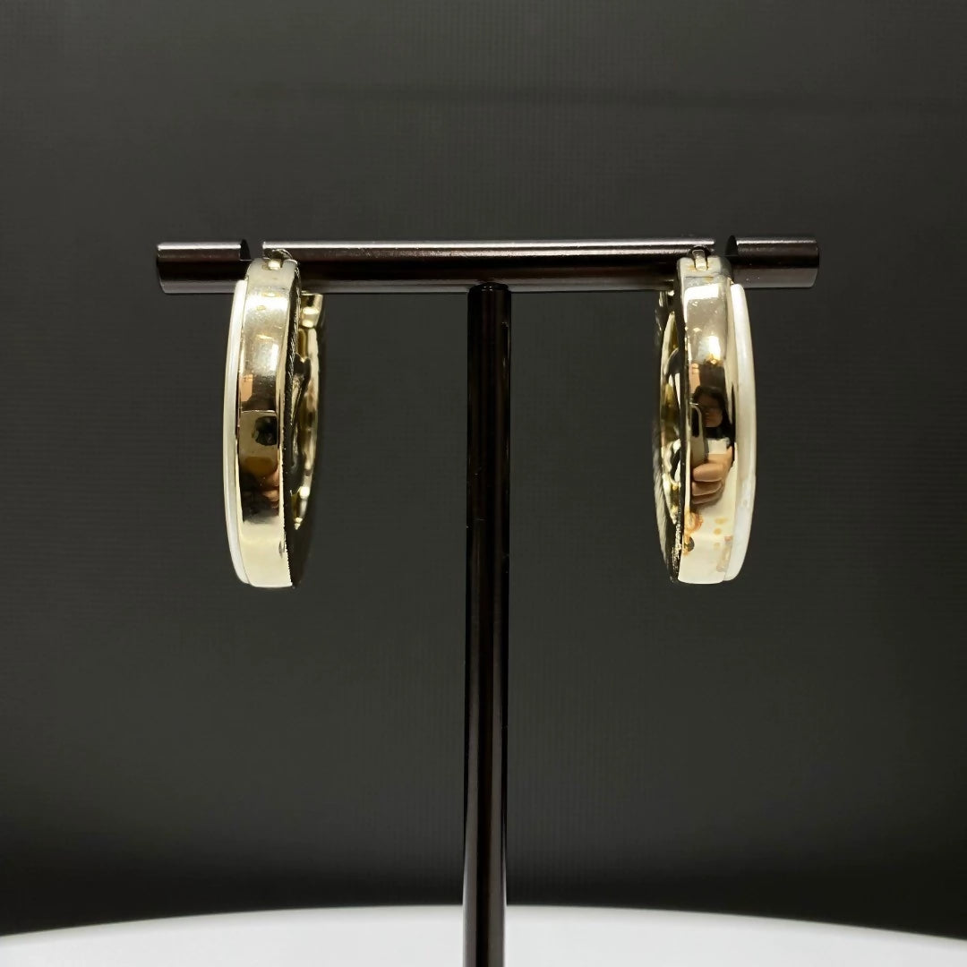 Chanel 21B round rhinestone double C earrings