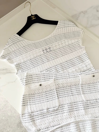 Chanel 18 White Knit Dress