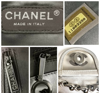 ICONIC Chanel 08C Medium Ice Cube Metallic Silver PVC Calfskin Classic Single Flap Bag