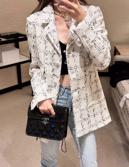 Chanel 23S Black and White ecru tweed Jacket