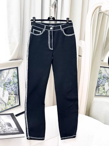 Chanel 24N Black Straight Leg Pants