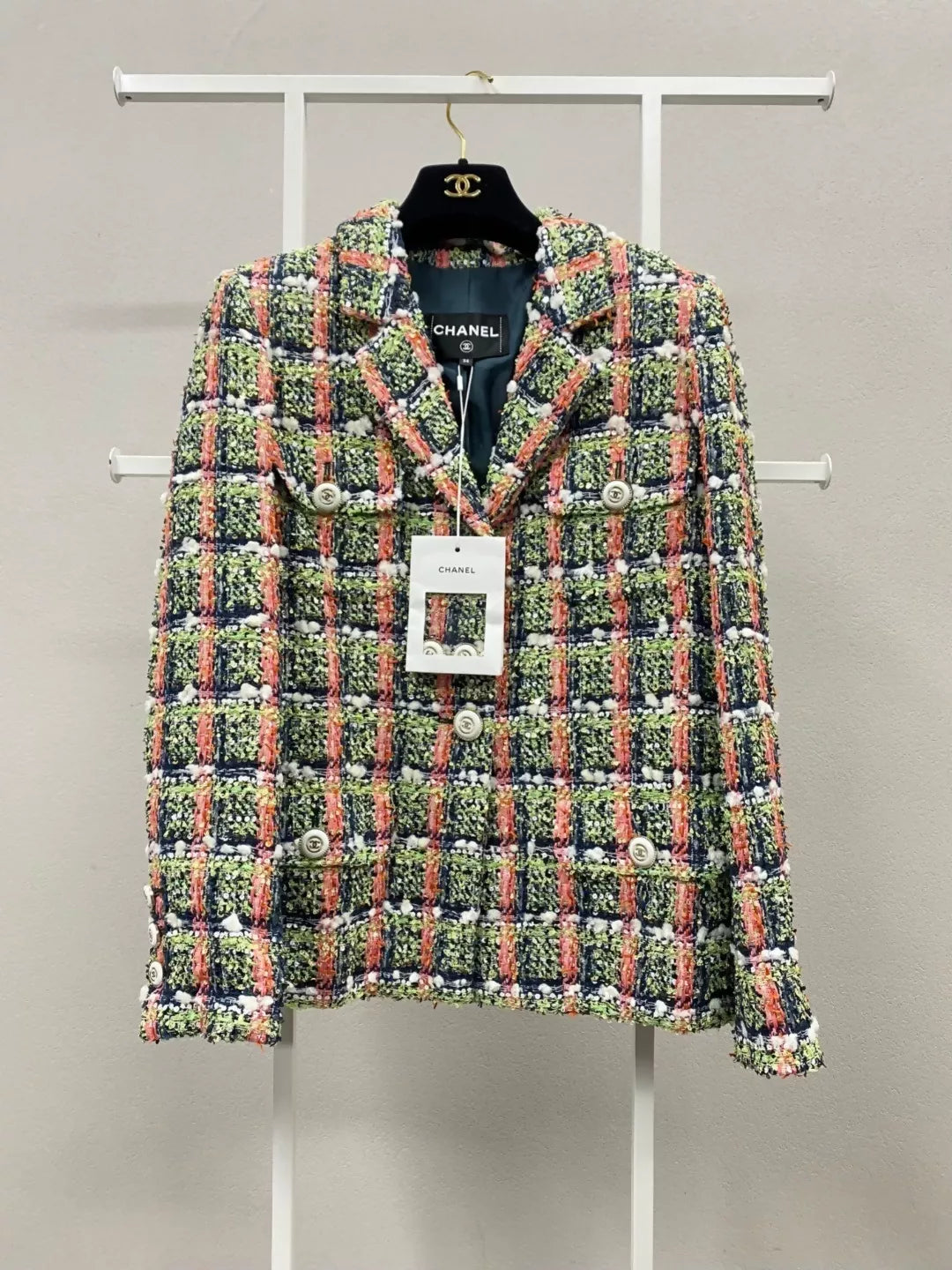 Chanel 20C Orange & Green tweed Jacket