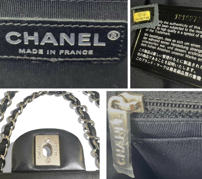 Chanel 13P Runway Blue Black Jersey Classic Medium Single Flap Bag SHW