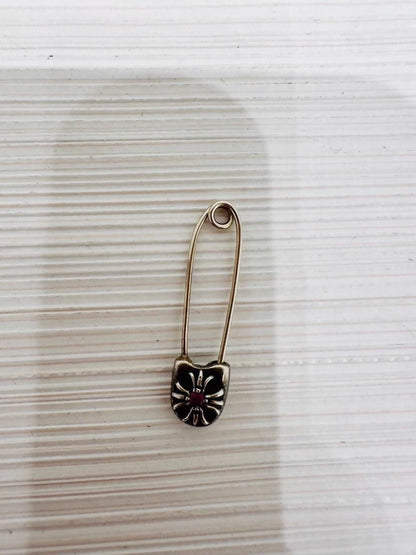 Chrome Hearts 925 Sterling Silver Brooch/Earrings/Pink Diamond