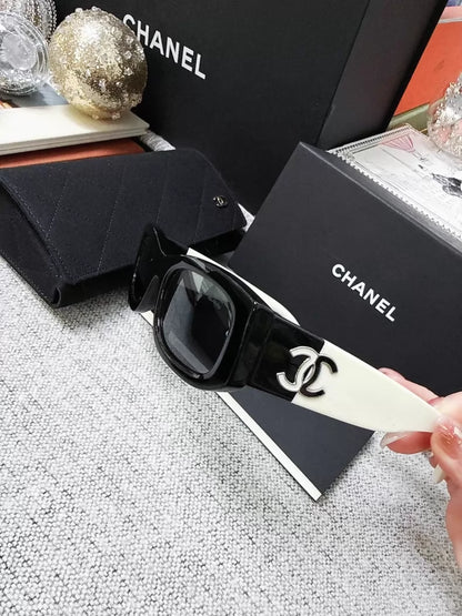 Chanel black and white double C sunglasses