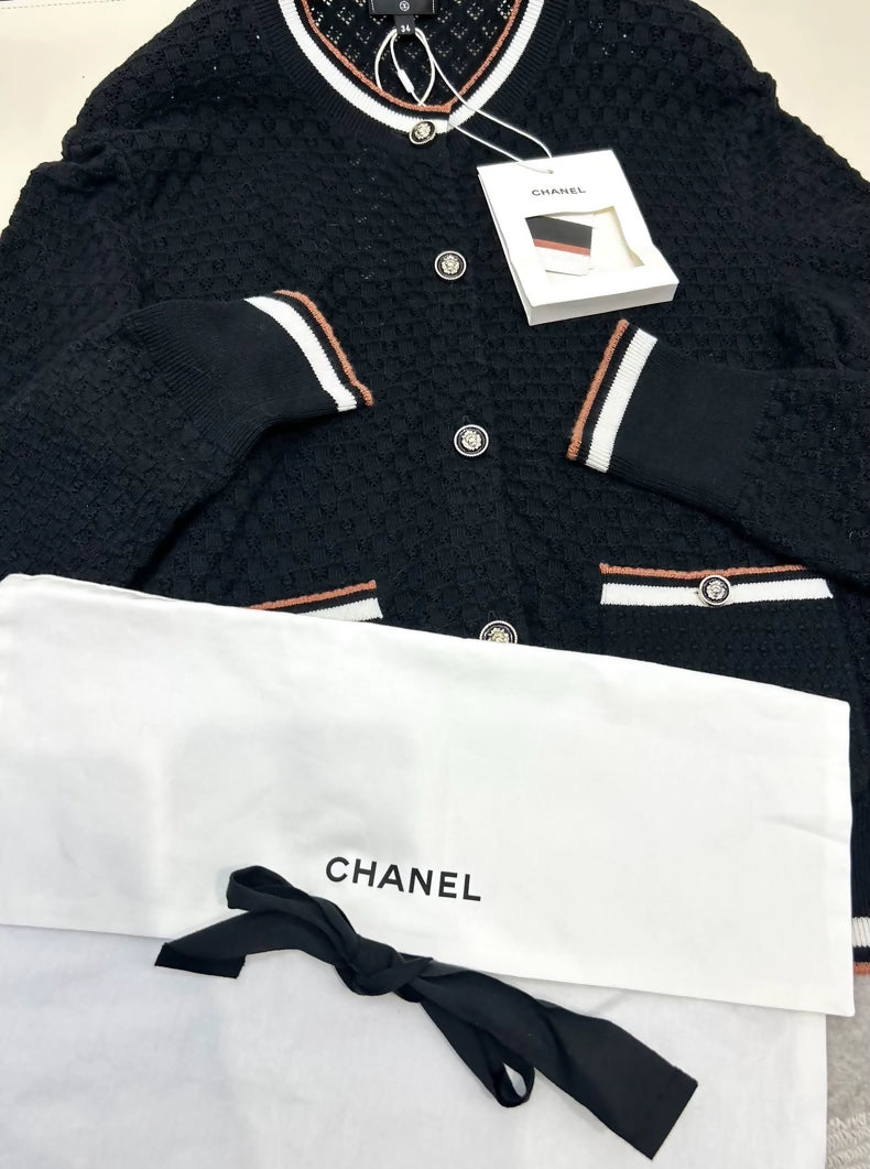 Chanel 26C Color Block Knit Cardigan