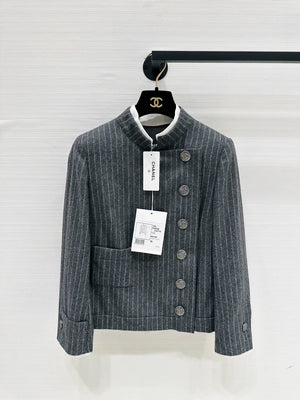 Chanel 18A Gray Striped Jacket
