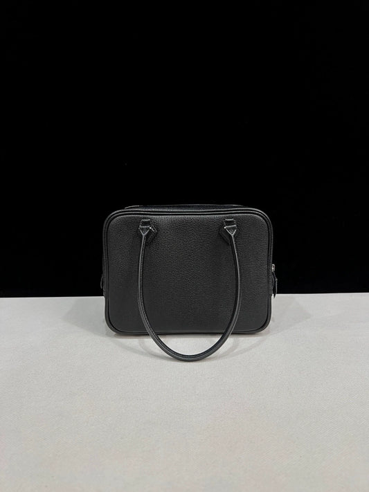 Hermes mini plume black leather palladium hardware