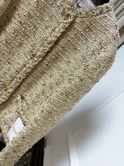 Valentino gold embroidery, sequins, gold button tweed jacket