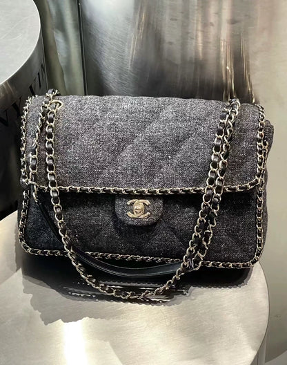 Chanel jumbo wood cf flap with gold hardware