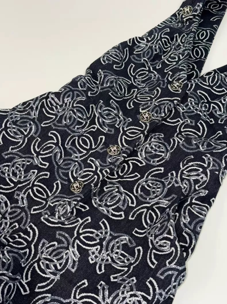 Chanel 22S cc logo black dress
