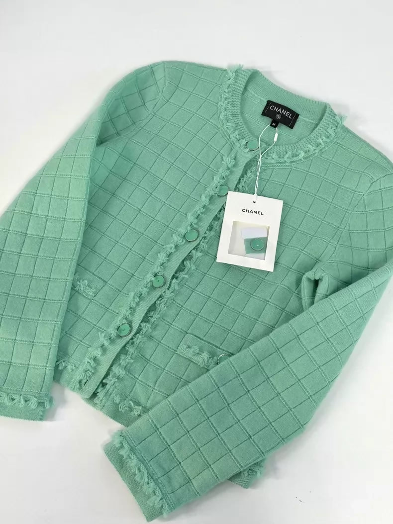 Chanel 26P Mint Green Cardigan