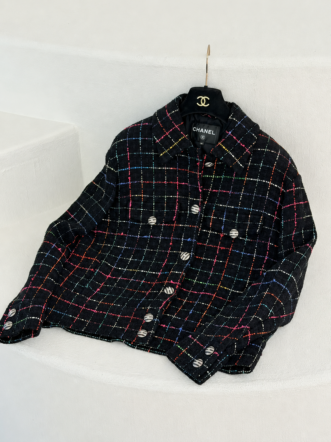 Chanel 24C Black multicolour tweed jacket