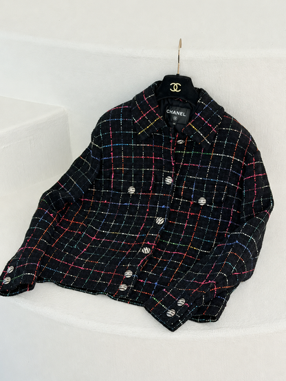 Chanel 24C Black multicolour tweed jacket