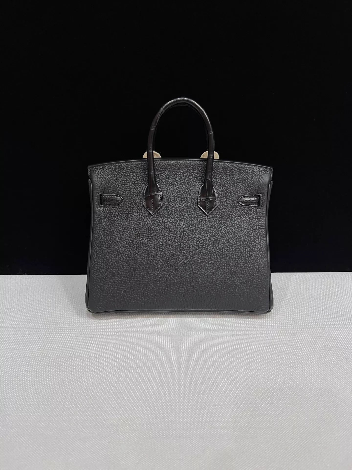 Hermes Birkin 25 Touch black togo matte crocodile leather with palladium hardware