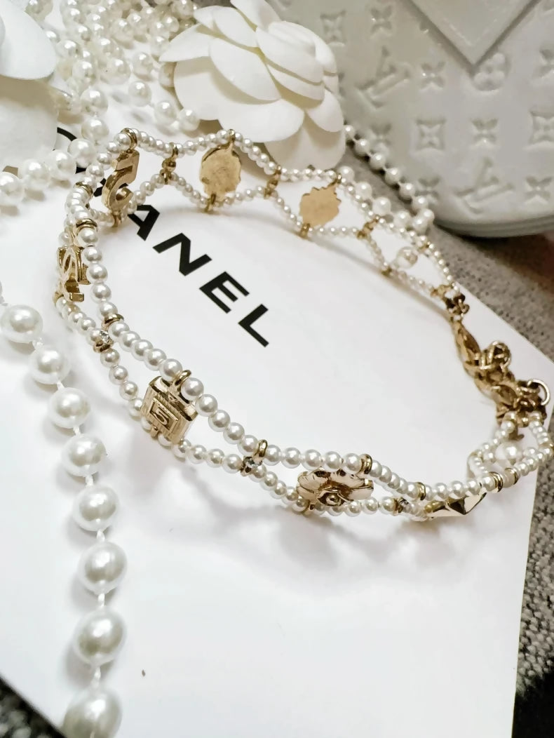 Chanel 20C Multi-Element Quilted Pearl Choker Necklace