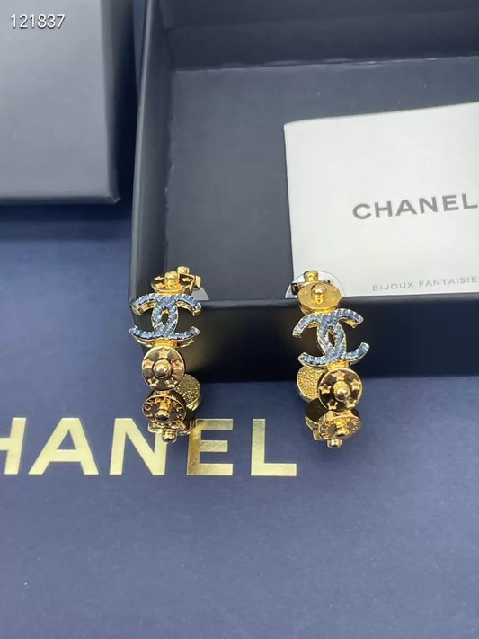 Chanel 24P gold hoop earrings