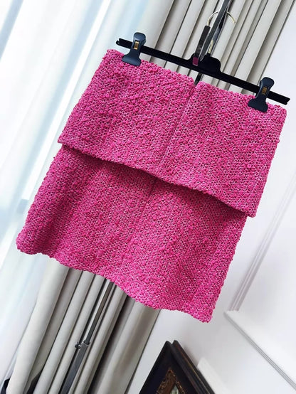 Chanel 21C Fuchsia Tweed Mini Skirt
