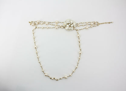Chanel Vintage 02A Imitation Pearl Camellia Layered Necklace