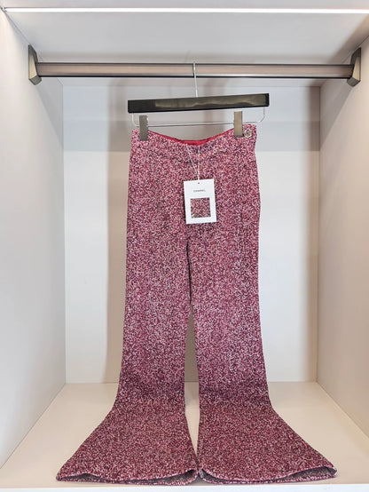 Chanel 23A Red Sequined Flared Pants