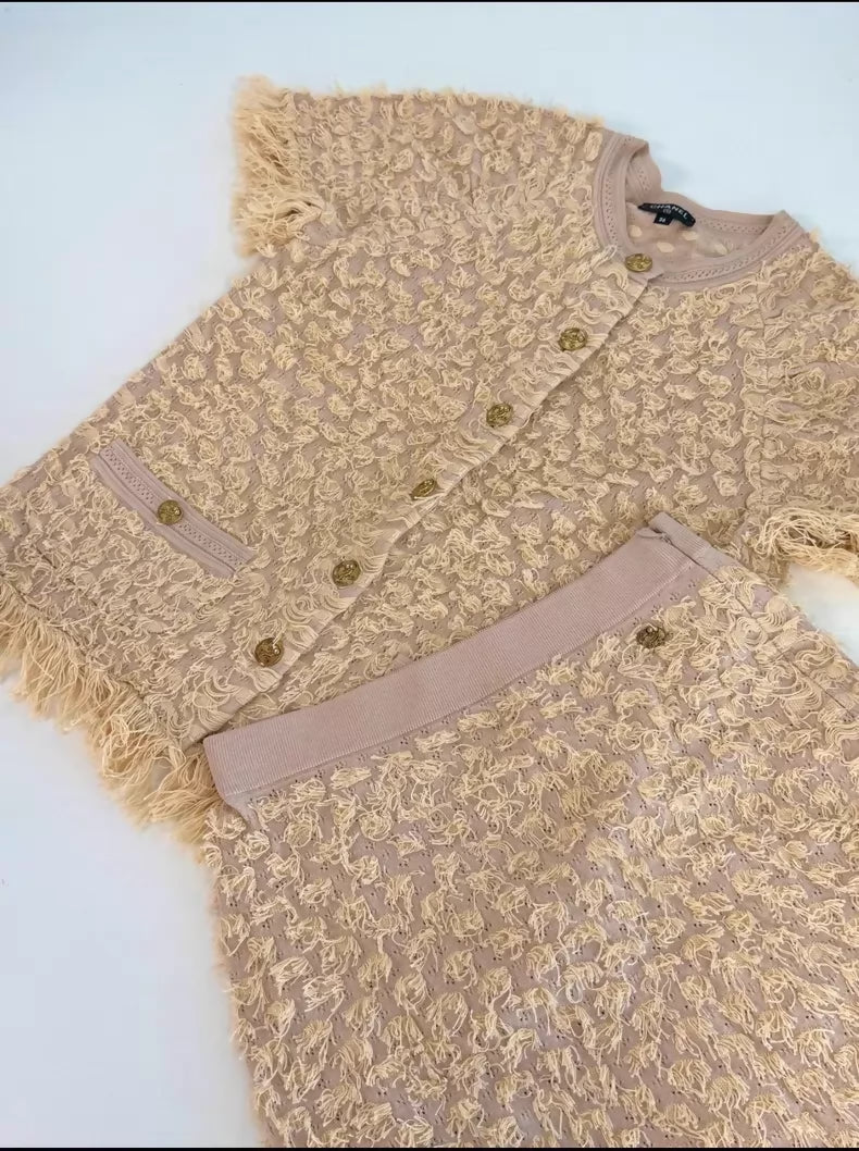 Chanel 18C light Yellow cardigan and skirt suit set