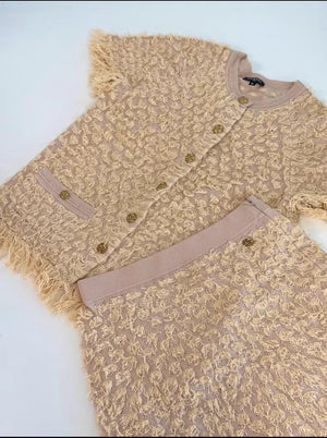 Chanel 18C light Yellow cardigan and skirt suit set