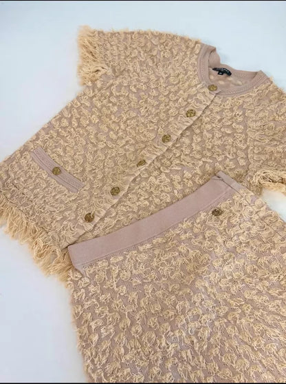 Chanel 18C light Yellow cardigan and skirt suit set