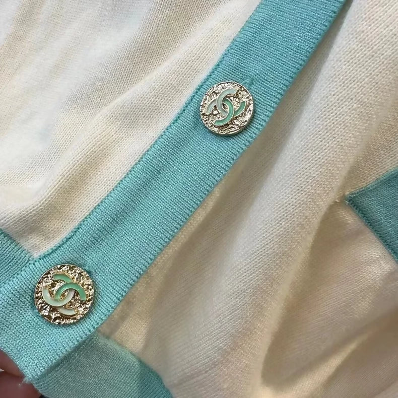 Chanel 23s green cashmere cardigan