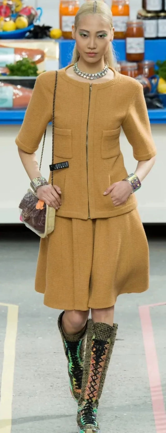 Chanel Supermarket Collection 14B, mustard yellow jacket & skirt
