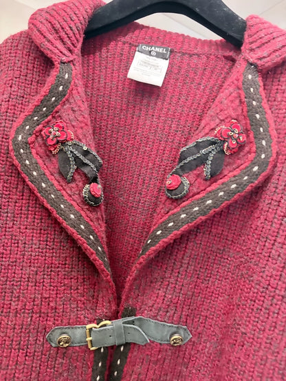 Chanel 2015 Red Cashmere Cardigan