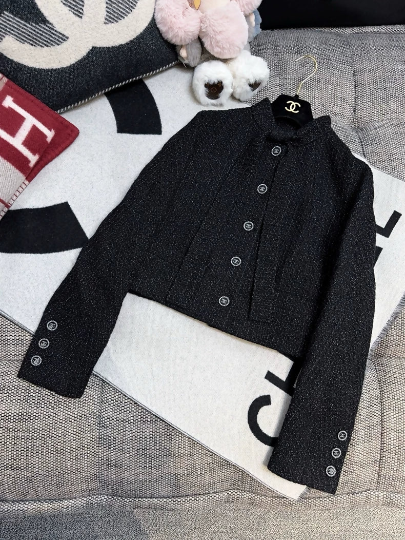 Chanel 24B black tweed jacket