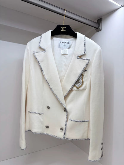 Chanel 05 Embroidered Badge CC Logo Beige Jacket