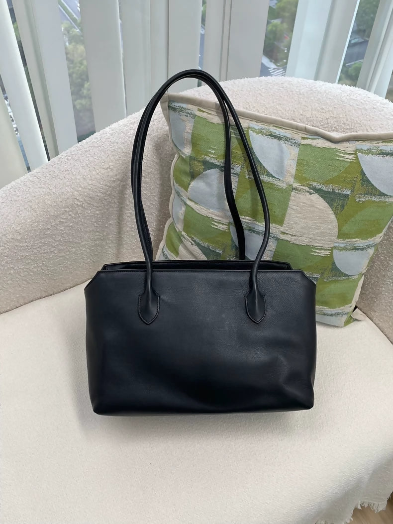 The Row Terrasse black calfskin shoulder bag