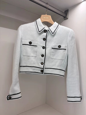 Chanel 95p Barbie Collection Vintage Ice Blue Short Tweed Jacket